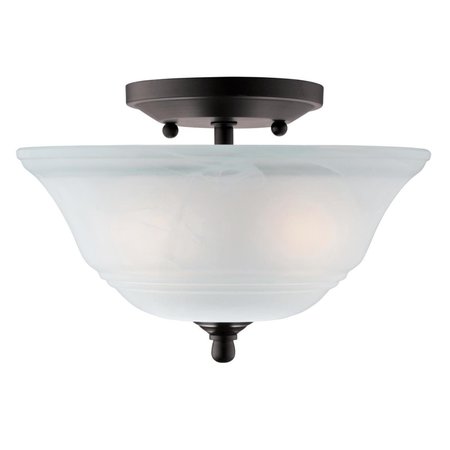 WESTINGHOUSE Fixture Ceiling SemiFlush-Mount 60W 2Lght Wensley 10.13In ORB White Alabstr 6622300